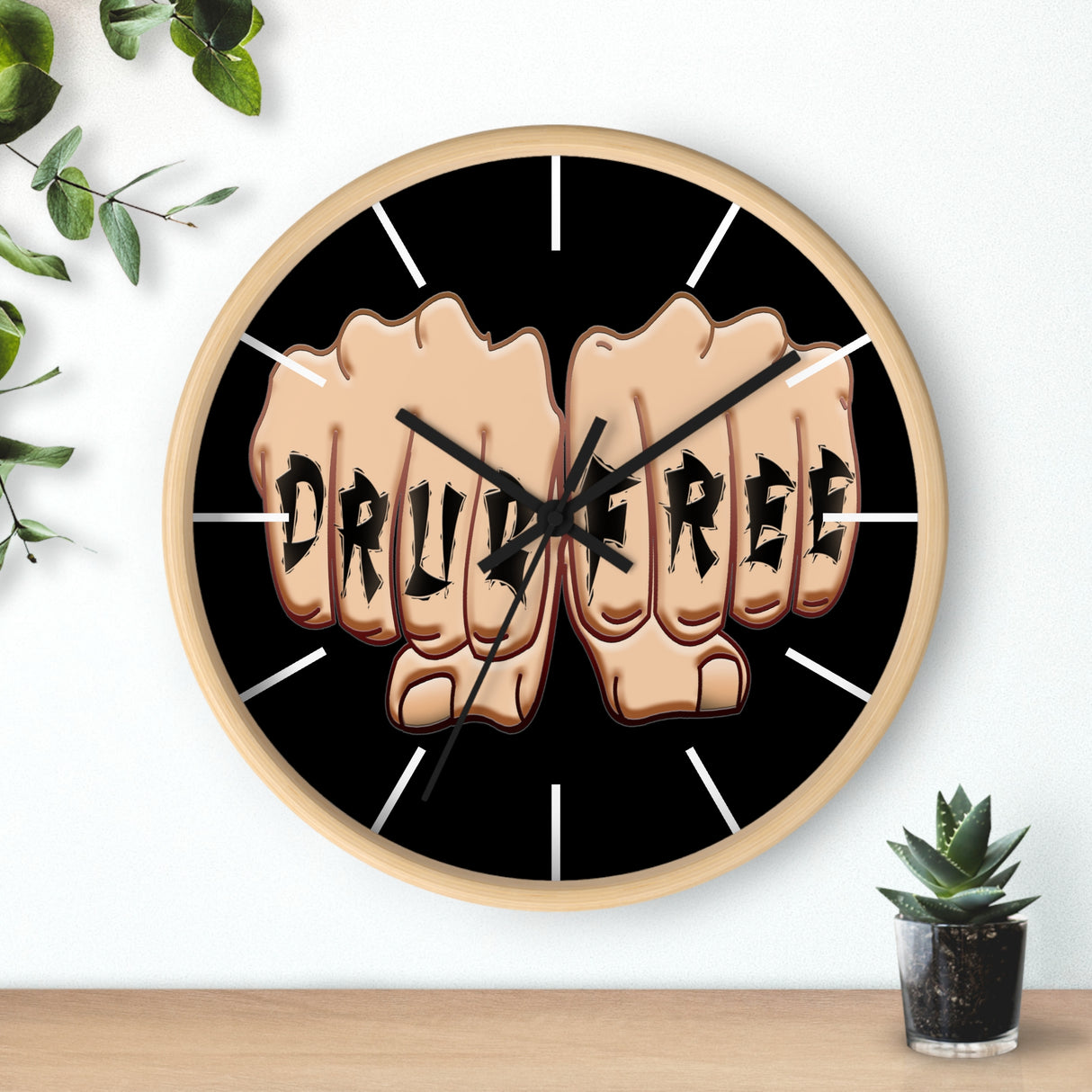 Drug Free Fist Wall clock