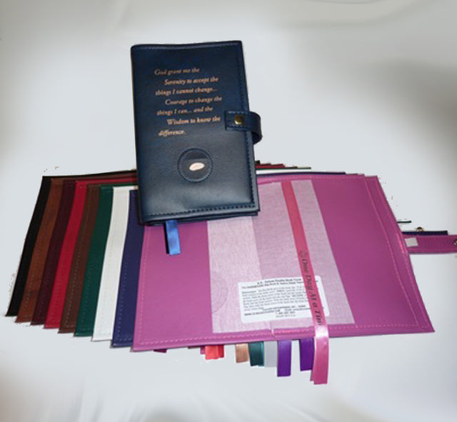 AA Deluxe Double Cover for Big Book and 12n12 w/ Serenity Prayer & Medallion Holder