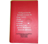 AA LARGE PRINT - PAPER BACK BIG BOOK Cover w/ Serenity Prayer & Medallion Holder