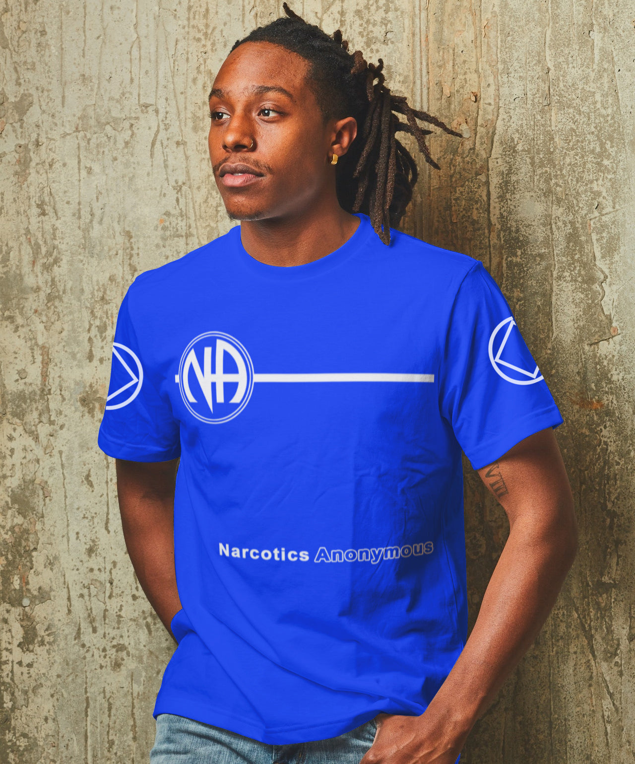 マークアンドロナ　カットソー　ブルー NA BASIC TEXT V. 2.0 T-shirt, NA SHIRTS, Narcotics Anonymous Shirt