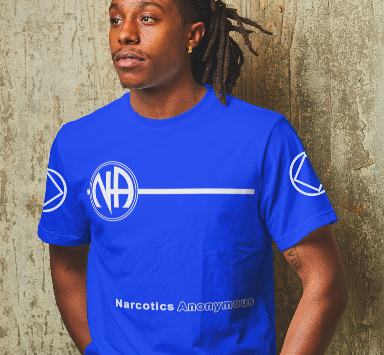マークアンドロナ　カットソー　ブルー NA BASIC TEXT V. 2.0 T-shirt, NA SHIRTS, Narcotics Anonymous Shirt