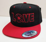 Love Symbol Black on Red  Baseball Cap