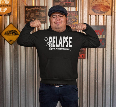 Hoodie - Relapse Isn't Requirement - Black - nawears