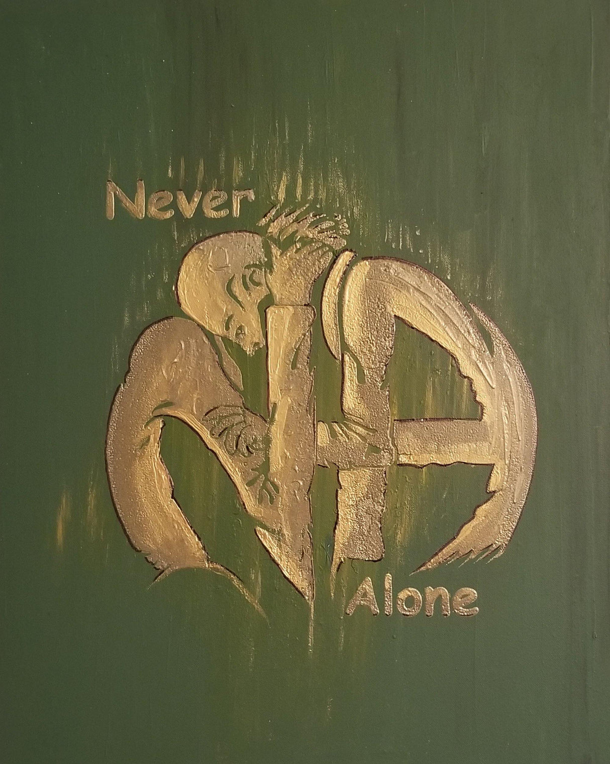 NA-ART - Canvas NA HUGS In GREEN and Gold - nawears