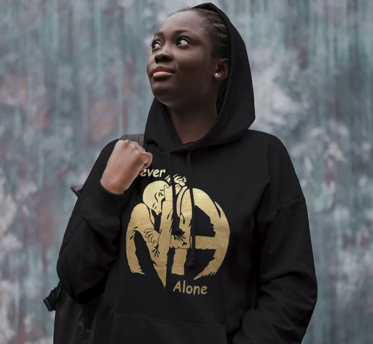 NAWEARS, Narcotics Anonymous Hoodie, NA Hugs Never Alone Blk