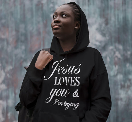 Hoodie - Jesus Loves You - Black