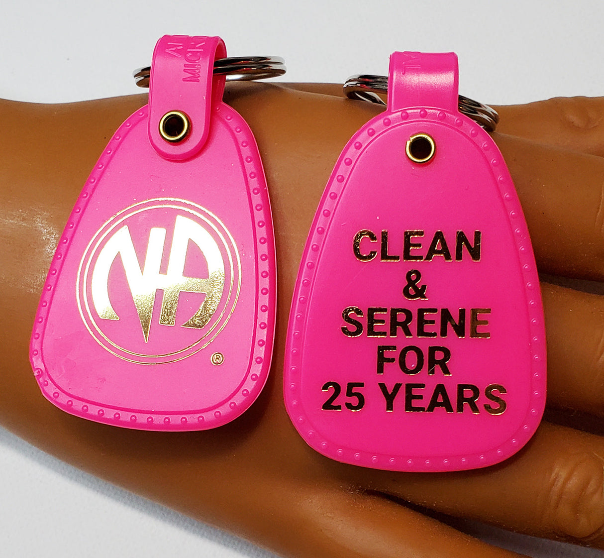 Pink 25 Year  Clean Time Key Tags