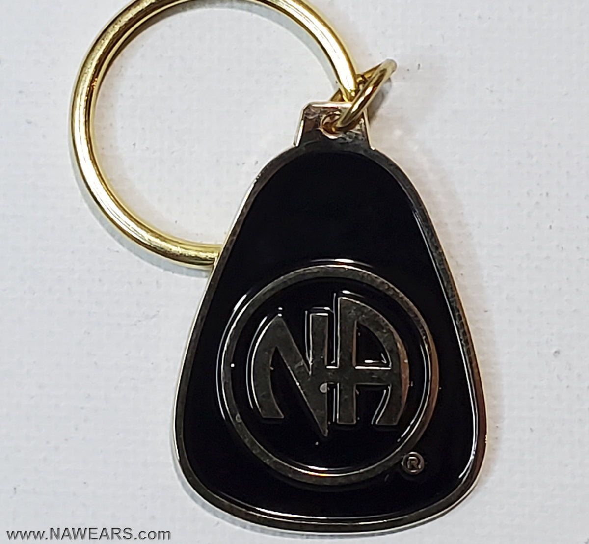 Na Keychains NAWEARS, Narcotics Anonymous Gifts, NA Black & Gold Metal Key Tag – nawears