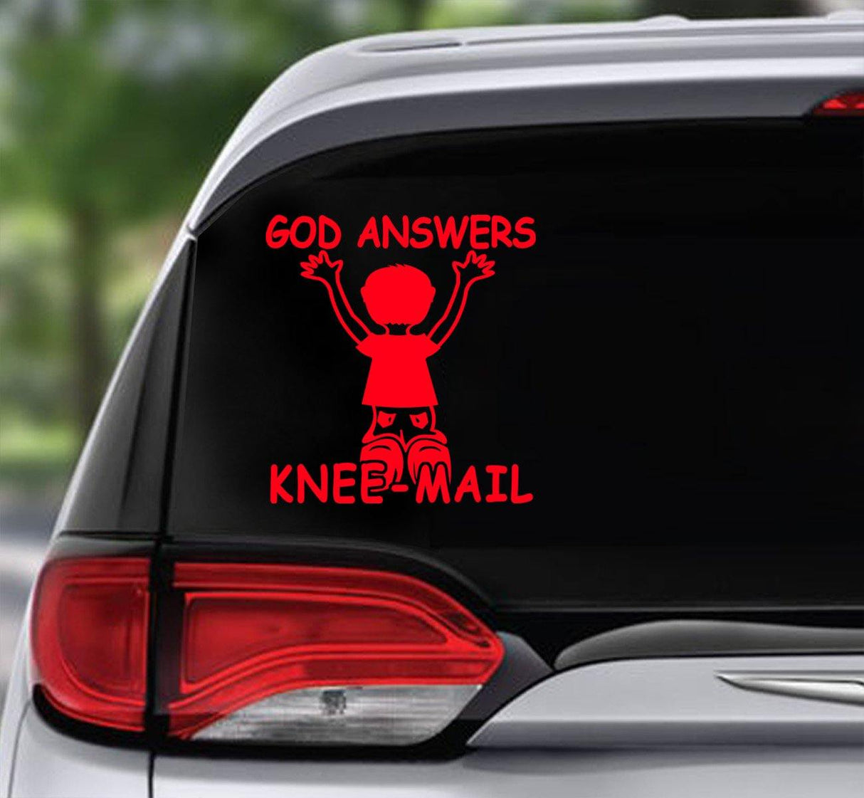 Win Decal - God Answers Knee-mail #2 kid - nawears