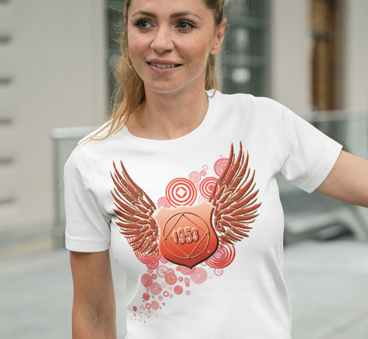 ldTs- Red Flying Shield Ladies T's