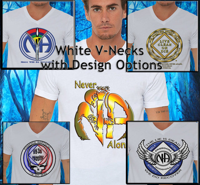 White V-neck Tee With Design Options