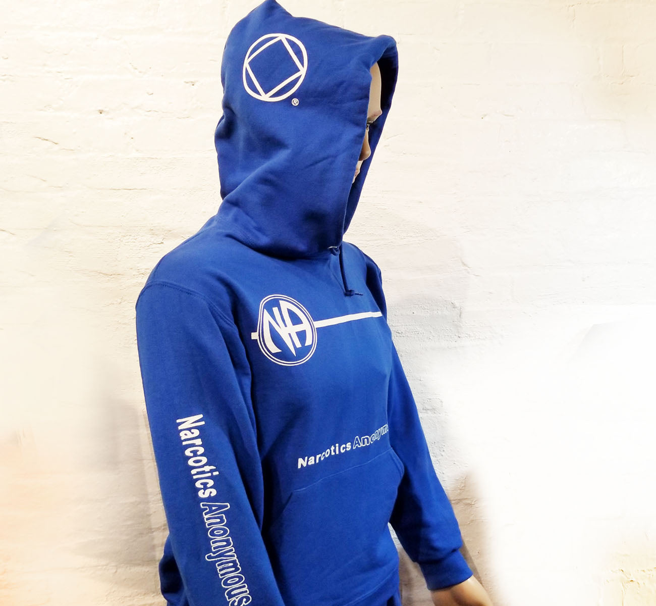 NAWEARS Narcotics Anonymous Hoodie NA BASIC TEXT Blue Hoodie