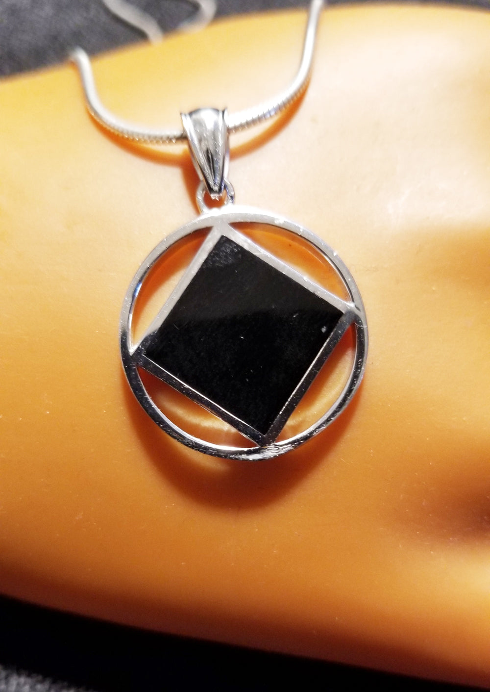 ssj005- Medium Silver & Black Pendant