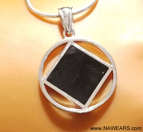 ssj005- Medium Silver & Black Pendant
