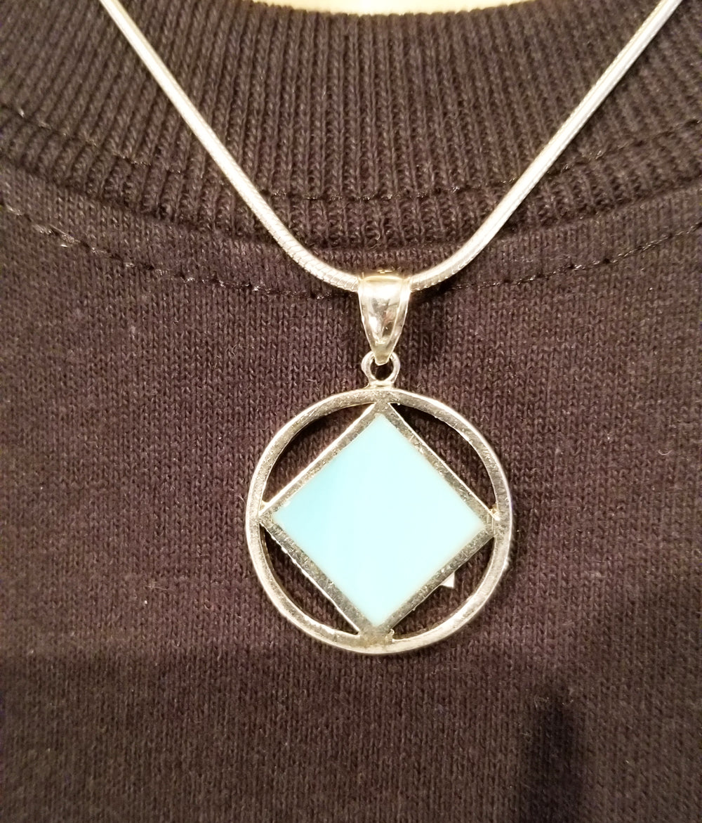 ssj006- Medium Silver & Blue Pendant