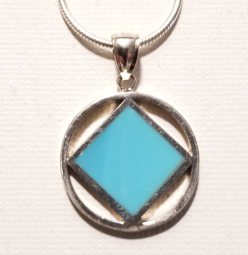 ssj006- Medium Silver & Blue Pendant
