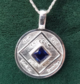 ssj010- NA Medallion w/ Blue Gem Pendant